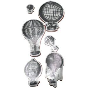 Graphic 45 Hampton Art Hot Air Balloon Cling Rubber Stamp Set For Crafting & Scr